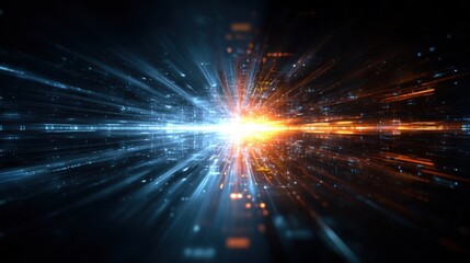 Obraz premium A vibrant display of light and energy radiates outwards, creating a dynamic and abstract visual representation of interconnected systems.