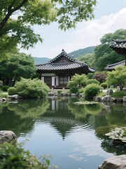 Water garden in Hanok