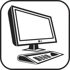 Fototapeta premium Black computer monitor and keyboard icon technology style vector illustration EPS file download