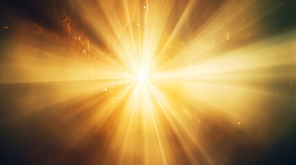 放射状に輝くゴールドの光、金色の光線