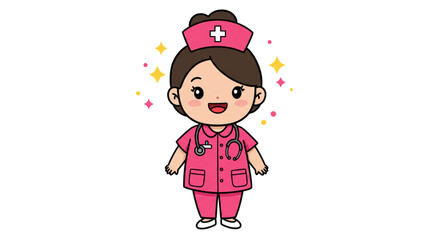 Cartoon style female nurse illustration 