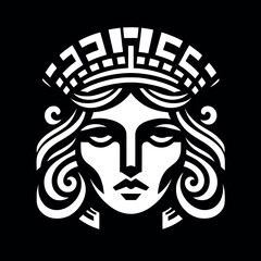 Monochromatic Art Deco Woman's Face: Elegant, Strong, and Symbolic Vector Illustration