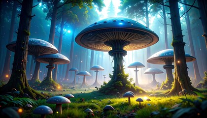 Futuristic mushroom forest