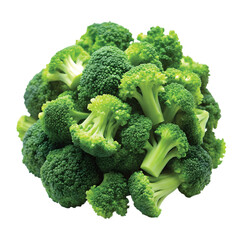 Steamed Broccoli Florets: Close-up of steamed green broccoli florets, PNG