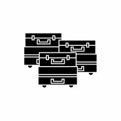 Black suitcase. Suitcase icon symbol. Suitcase vector, isolated on white background. Vector icon.
