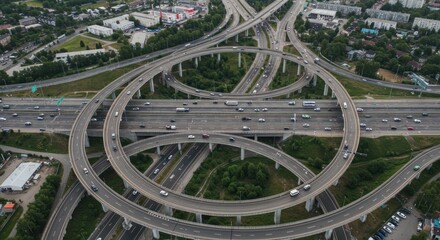 Complex highway interchange