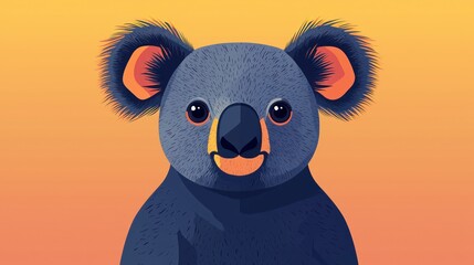 Fototapeta premium Cute koala portrait on gradient background. Possible use stock photo