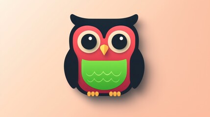 Fototapeta premium Cute cartoon owl graphic on a gradient background, for children's book or educational materials