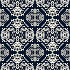 Elegant vintage seamless floral pattern in a dark backdrop