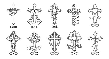 Faith, Hope, Love and Blessed Crosses Vector Collection