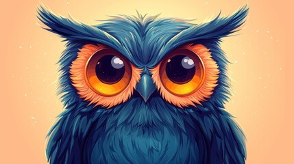 Obraz premium Cute cartoon owl portrait soft pastel colors