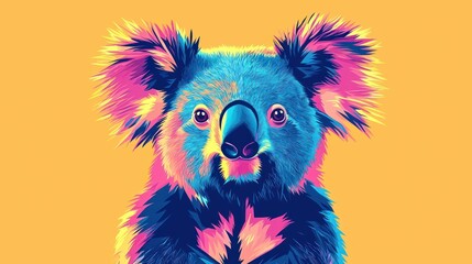 Fototapeta premium Vibrant Koala Portrait, Digital Art, Animal, Nature