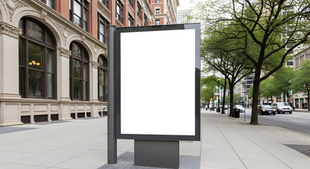 Fototapeta premium Large Outdoor Digital Advertising Billboard on City Sidewalk in Urban Environment