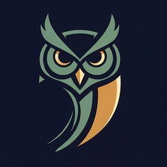 logo of a unique, abstract, geometric owl that symbolizes wisdom, vigilance, and intelligence.  sleek, minimal, sci-fi,  steampunk, clean, brand, branding, bird, cyber owl, robotic owl, digital owl
