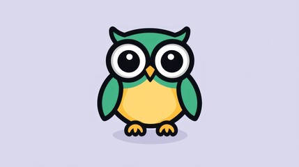 Cute cartoon owl, front view, soft background, kids illustration, use for children's book, greeting card, or web page