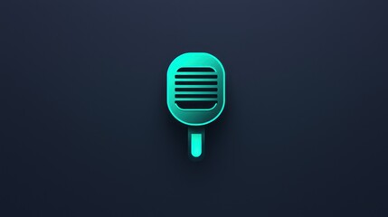 Teal microphone icon on dark background