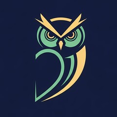 logo of a unique, abstract, geometric owl that symbolizes wisdom, vigilance, and intelligence.  sleek, minimal, sci-fi,  steampunk, clean, brand, branding, bird, cyber owl, robotic owl, digital owl