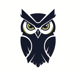 Obraz premium logo of a unique, abstract, geometric owl that symbolizes wisdom, vigilance, and intelligence. sleek, minimal, sci-fi, steampunk, clean, brand, branding, bird, cyber owl, robotic owl, digital owl
