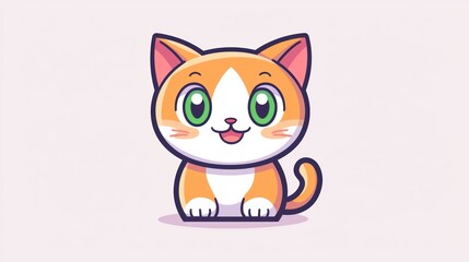 Cute cartoon orange and white cat
