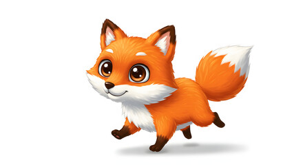 Obraz premium Cute red fox cartoon illustration isolated on white background