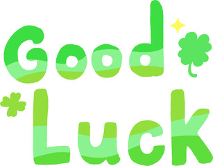 Green “Good Luck” Lettering with Shamrock — Encouragement & St. Patrick’s Day Word Art
