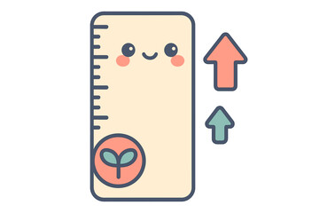 Cute growth chart with smiling face and plant design  