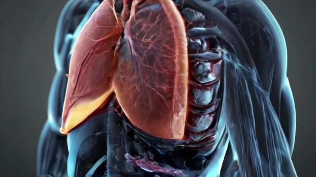 the intricate network of the human respiratory system as it is rendered in stunning transparency, revealing the delicate beauty of the lungs created with generative ai