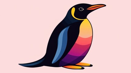 Fototapeta premium Colorful penguin illustration against a pastel background