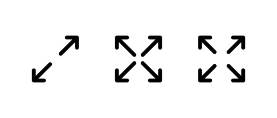 Fototapeta premium Expand and full screen icon set collection for UI and media apps. Maximize display button symbol