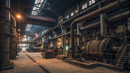 Fototapeta premium Industrial powerhouse with massive machinery and piping