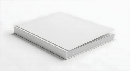 Fototapeta premium Pristine Blank Hardcover Book Mockup with Soft Shadows on a Minimalist White Surface