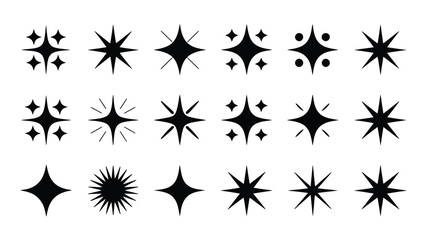 Vector art of set of different sparkle star shape vector isolated on white background