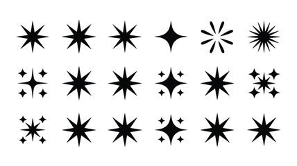 Vector art of collection of various sparkle star shape vector isolated on white background