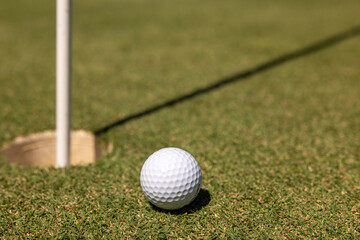 Golf Club and Ball on Green Grass – Outdoor Golf Course Close-Up