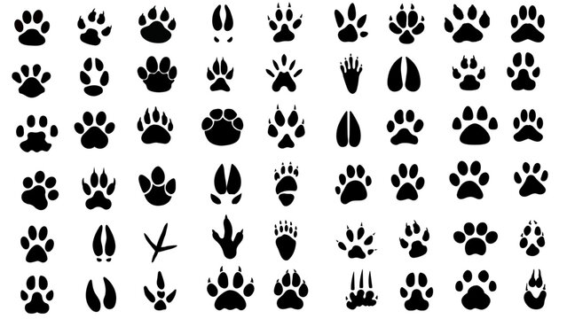 animal paw print Vector illustration of diverse animal  tracks, ideal for educational content, wildlife projects.