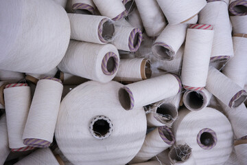 White Thread Spools – Textile and Sewing Material