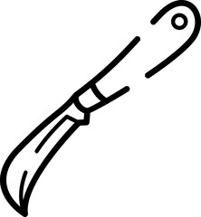 Minimalist Line Art of a Folding Knife Design in Black Outline