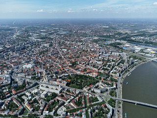 Drone flight above the Novi Sad city, Serbia.