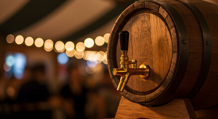Beer Barrel with Tap: Oktoberfest Celebration