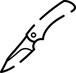Minimalist Line Art of a Folding Knife Design in Black Outline