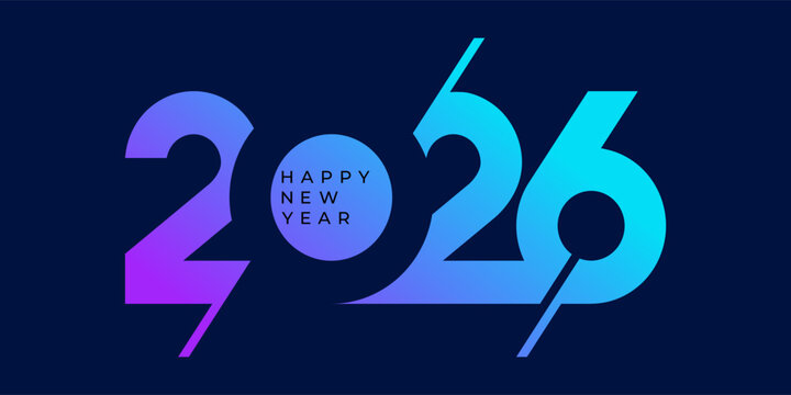 2026 Happy New Year design vector illustration. Unique 2026 logo design template. In modern gradient color
