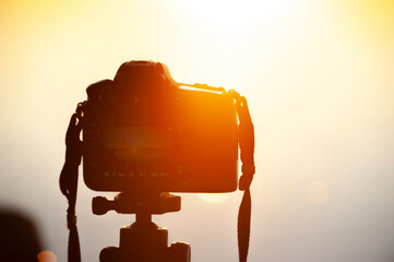 Taking a landscape photo of a sunset