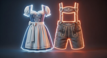 Oktoberfest Attire: Dirndl and Lederhosen in Neon
