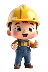 Fototapeta premium A cheerful cartoon child character in work attire.