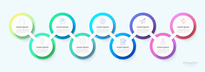 Infographic 9 options design elements for your business data. Vector Illustration.