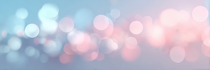 Obraz premium Abstract blurred gradient bokeh light blue and pink background, dreamy soft focus texture, festive sparkle, ethereal atmospheric glow, blurred circles overlay, pastel colors, holiday celebration