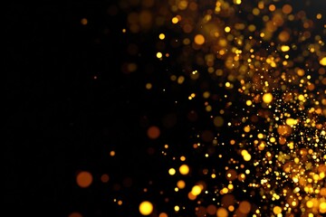 Captivating golden bokeh light sparkles against a dark background for festive holiday celebrations and elegant party design themes