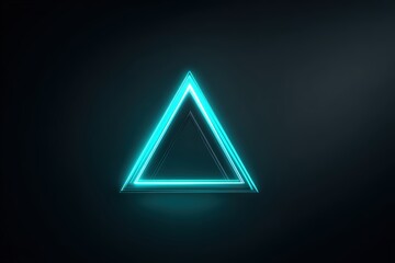 Futuristic Neon Triangle Glowing with Vibrant Blue Light on Dark Background - Modern Technology and Design Concept