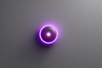 Obraz premium Futuristic Neon Glowing Control Button with Purple Light on Grey Background - Modern Technology Concept Design