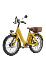 Obraz premium Side view of a bright yellow electric bicycle.